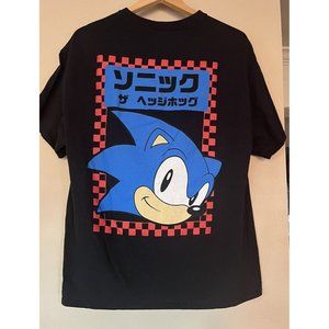 Sonic The HedgeHog T-shirt Mens Sega Black with colorful graphic on back Size L